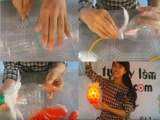 cách làm lòng đèn trung thu bằng chai nhựa